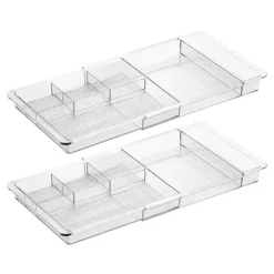 IDesign Expandable Desk Drawer Organizer - Clarity Collection – Set Of 2- Clear