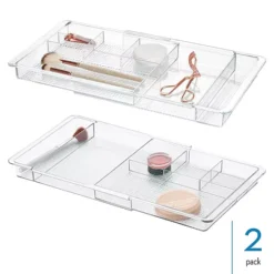 IDesign Expandable Desk Drawer Organizer - Clarity Collection – Set Of 2- Clear -Storage And Cleaning 7527410 ALT3