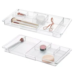 IDesign Expandable Desk Drawer Organizer - Clarity Collection – Set Of 2- Clear -Storage And Cleaning 7527410 ALT4
