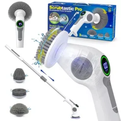 Bell+Howell Scrubtastic Pro Electric Rechargeable Spin Power Scrubber With 3 Rotating Brush Heads