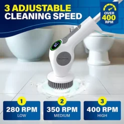Bell+Howell Scrubtastic Pro Electric Rechargeable Spin Power Scrubber With 3 Rotating Brush Heads 14 Bell+Howell Scrubtastic Pro Electric Rechargeable Spin Power Scrubber With 3 Rotating Brush Heads -Storage And Cleaning 7541606 ALT2
