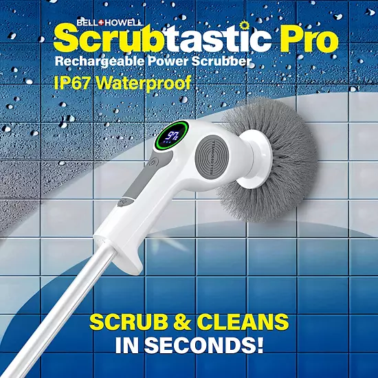 Bell+Howell Scrubtastic Pro Electric Rechargeable Spin Power Scrubber With 3 Rotating Brush Heads 7 Bell+Howell Scrubtastic Pro Electric Rechargeable Spin Power Scrubber With 3 Rotating Brush Heads - Image 5