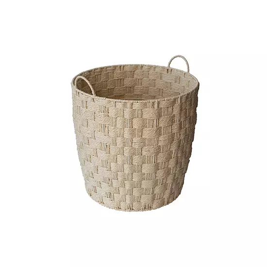 RGI Home Round Paper Cord Decorative Medium Storage Basket With Checkerboard Weave & Handles 3 RGI Home Round Paper Cord Decorative Medium Storage Basket With Checkerboard Weave & Handles