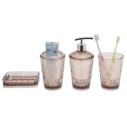 1 Set Transparent Bathroom Accessories Set For Bathroom Vanities -Storage And Cleaning 7641042 Coffee Color