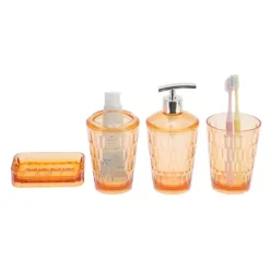 1 Set Transparent Bathroom Accessories Set For Bathroom Vanities -Storage And Cleaning 7641042 Orange Red