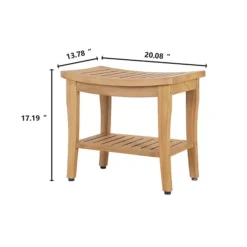 Indoor Outdoor Teak Shower Bench With Storage Shelf Ideal Shower Seat For Relaxing Bathing Moments -Storage And Cleaning 7706072 ALT4