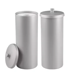 IDesign 2-pc. Toilet Paper Canister With Lid Set -Storage And Cleaning 7720545 Silver