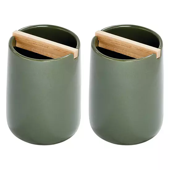 IDesign 2-pc. Toothbrush Holder With Removable Wood Divider Set 3 IDesign 2-pc. Toothbrush Holder With Removable Wood Divider Set