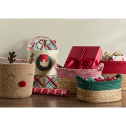 Merry And Bright Small Woven Green Storage Bin -Storage And Cleaning 7738587 CP ALT65