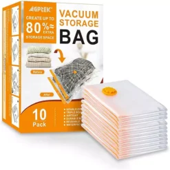 10 Vacuum Storage Bags With Manual Pump For Clothes, Blankets