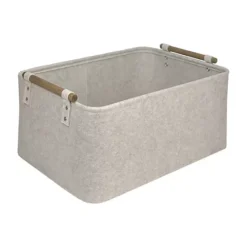 Belle Maison Large Felt Bin With Wooden Handles