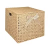 Belle Maison Large Paper Weave Lidded Bin With Bow 1 Belle Maison Large Paper Weave Lidded Bin With Bow -Storage And Cleaning 7805050