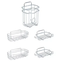 Bath Bliss 5-pc. Adhesive Shower Caddy Organizer Set -Storage And Cleaning 7878949 Chrome