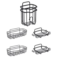 Bath Bliss 5-pc. Adhesive Shower Caddy Organizer Set -Storage And Cleaning 7878949 Matte Black 1